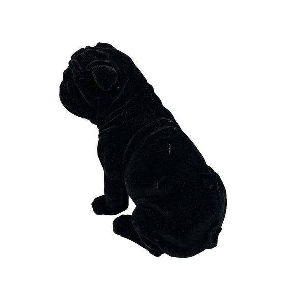 Vintage Flocked Black Pug Dog Coin Piggy Bank With Plug- Fuzzy - Picture 3 of 10